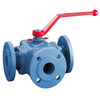 3-Way ball valve Series: 916AIT Type: 3504 Steel/PTFE Full bore T-bore Handle PN16 Flange DN100